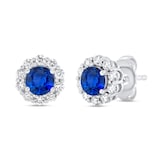WOS 18K White Gold Blue Sapphire Stud Earrings