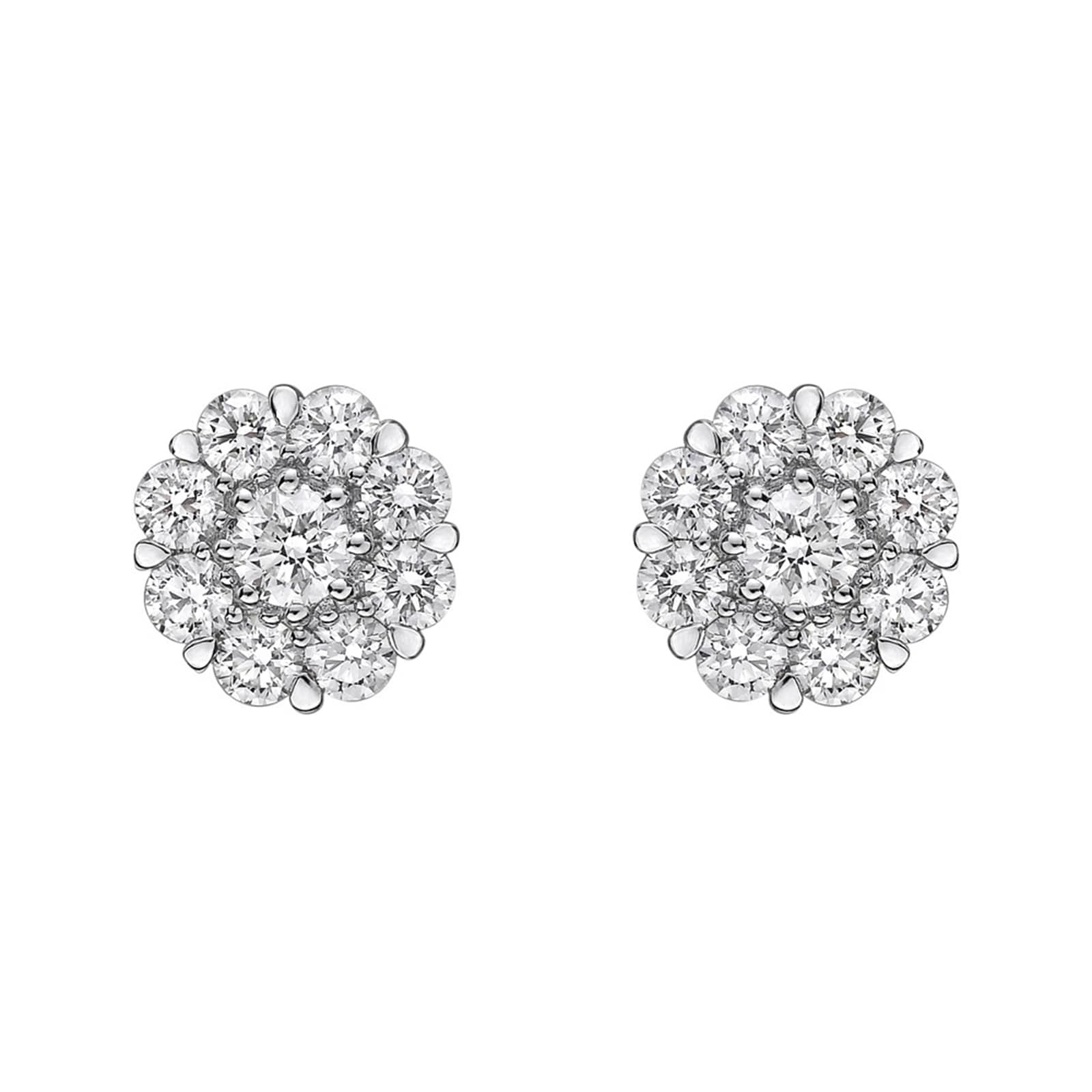 18k White Gold 2.00cttw Diamond Cluster Stud Earrings