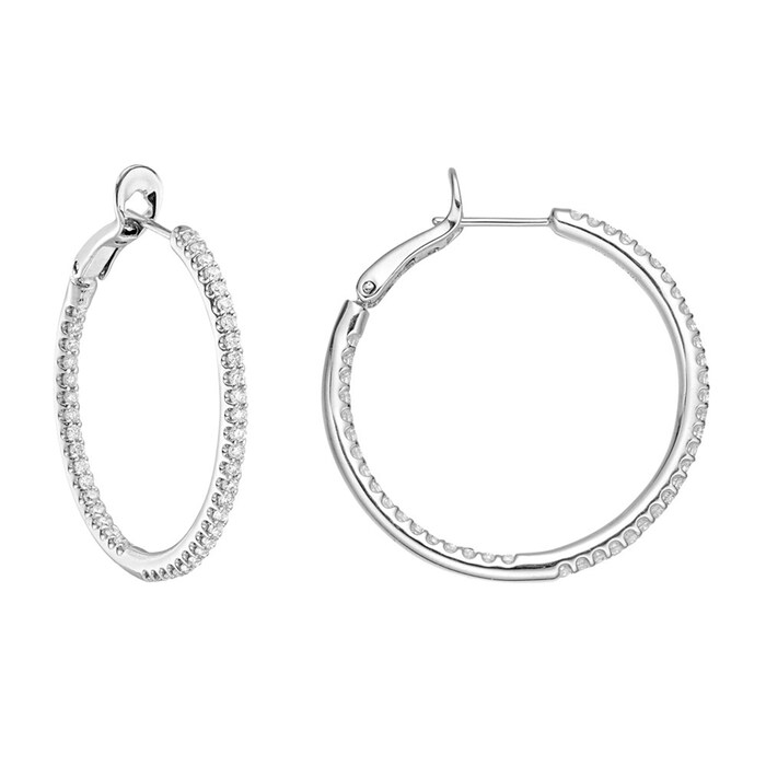 Betteridge 18k White Gold 1.00cttw Diamond Medium Hoop Earrings