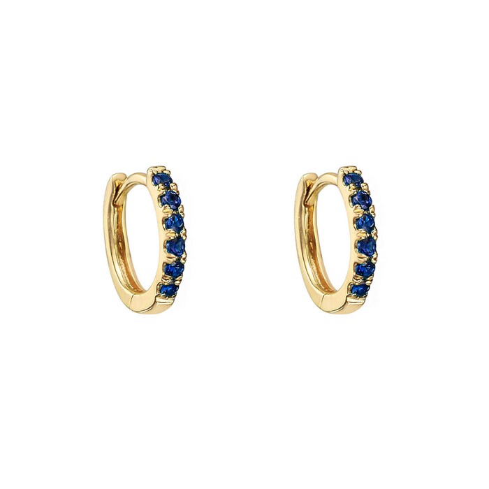 Betteridge 18k Yellow Gold 0.13cttw Sapphire Mini Hoop Earrings