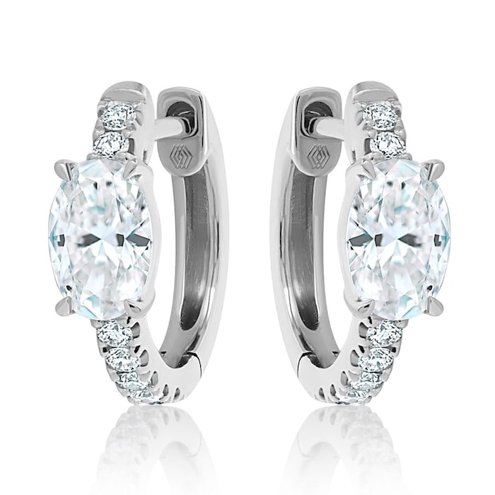 Betteridge 18k White Gold 0.75cttw Oval and Brilliant Cut Diamond Huggie Earrings