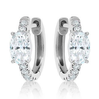 Betteridge 18k White Gold 0.75cttw Oval and Brilliant Cut Diamond Huggie Earrings