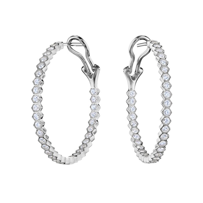Betteridge 18k White Gold 1.34cttw Diamond Hexagonal Hoop Earrings 30mm