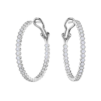 Betteridge 18k White Gold 1.34cttw Diamond Hexagonal Hoop Earrings 30mm Betteridge 18k White Gold 1.34cttw Diamond Hexagonal Hoop Earrings 30mm