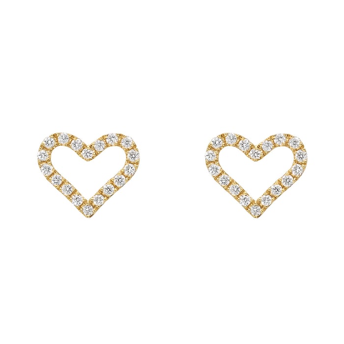 Betteridge 18k Yellow Gold 0.15cttw Diamond Heart Stud Earrings