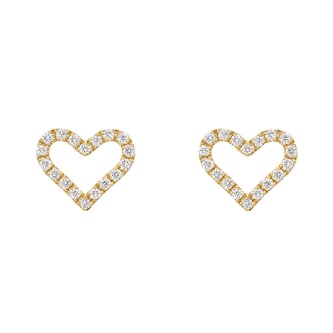 Betteridge 18k Yellow Gold 0.15cttw Diamond Heart Stud Earrings