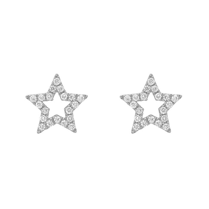 Betteridge 18k White Gold 0.16cttw Diamond Open Star Stud Earrings
