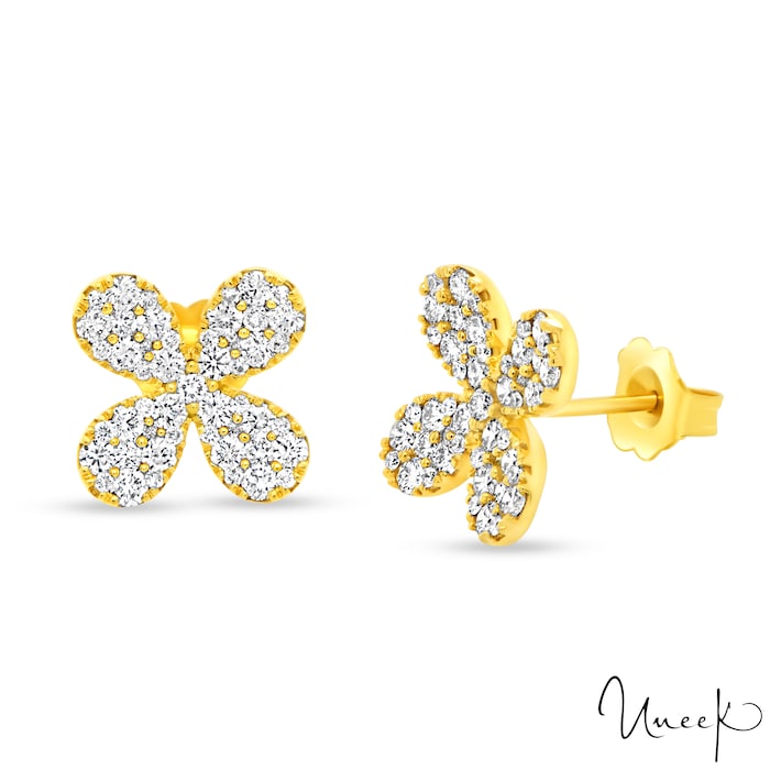 Betteridge 18k Yellow Gold 0.99cttw Pave Diamond Flower Stud Earrings