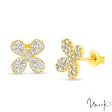 Uneek 18k Yellow Gold 0.99cttw Pave Diamond Flower Stud Earrings