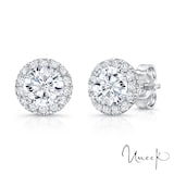 Uneek 18k White Gold 1.21cttw Diamond Brilliant Cut Halo 5mm Stud Earrings