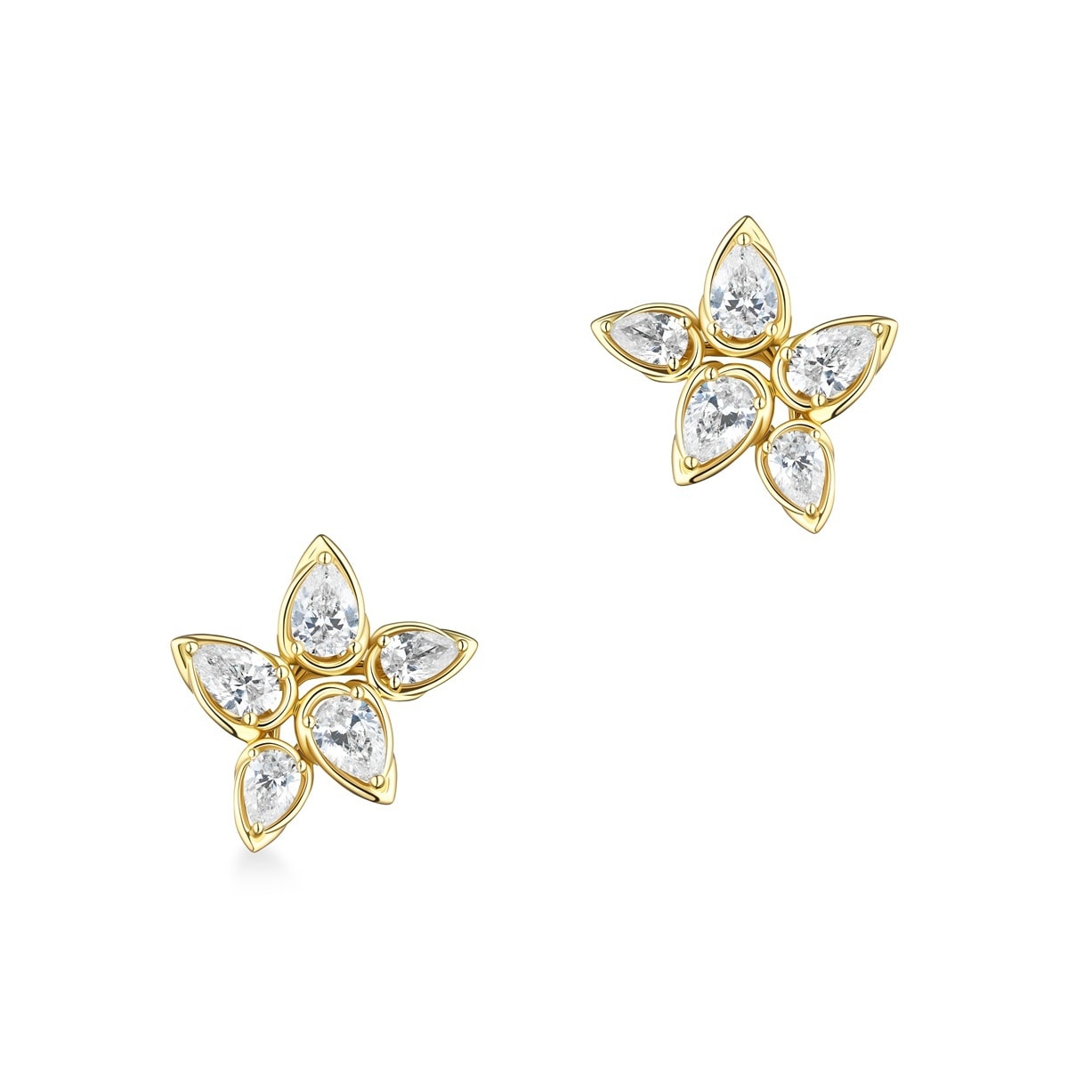 WOS 18K Yellow Gold Pear Shaped Diamond Stud Earrings