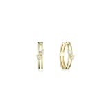 WOS 18K Yellow Gold Pear Shaped Diamond 2 Row Hoop Earrings