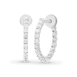 Mayors 18K White Gold 0.75cttw Diamond Round Hoop Earrings