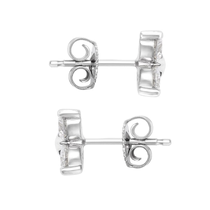 Mayors Platinum 1.00cttw Diamond Flower Motif Stud Earrings