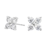 Mayors Platinum 1.00cttw Diamond Flower Motif Stud Earrings