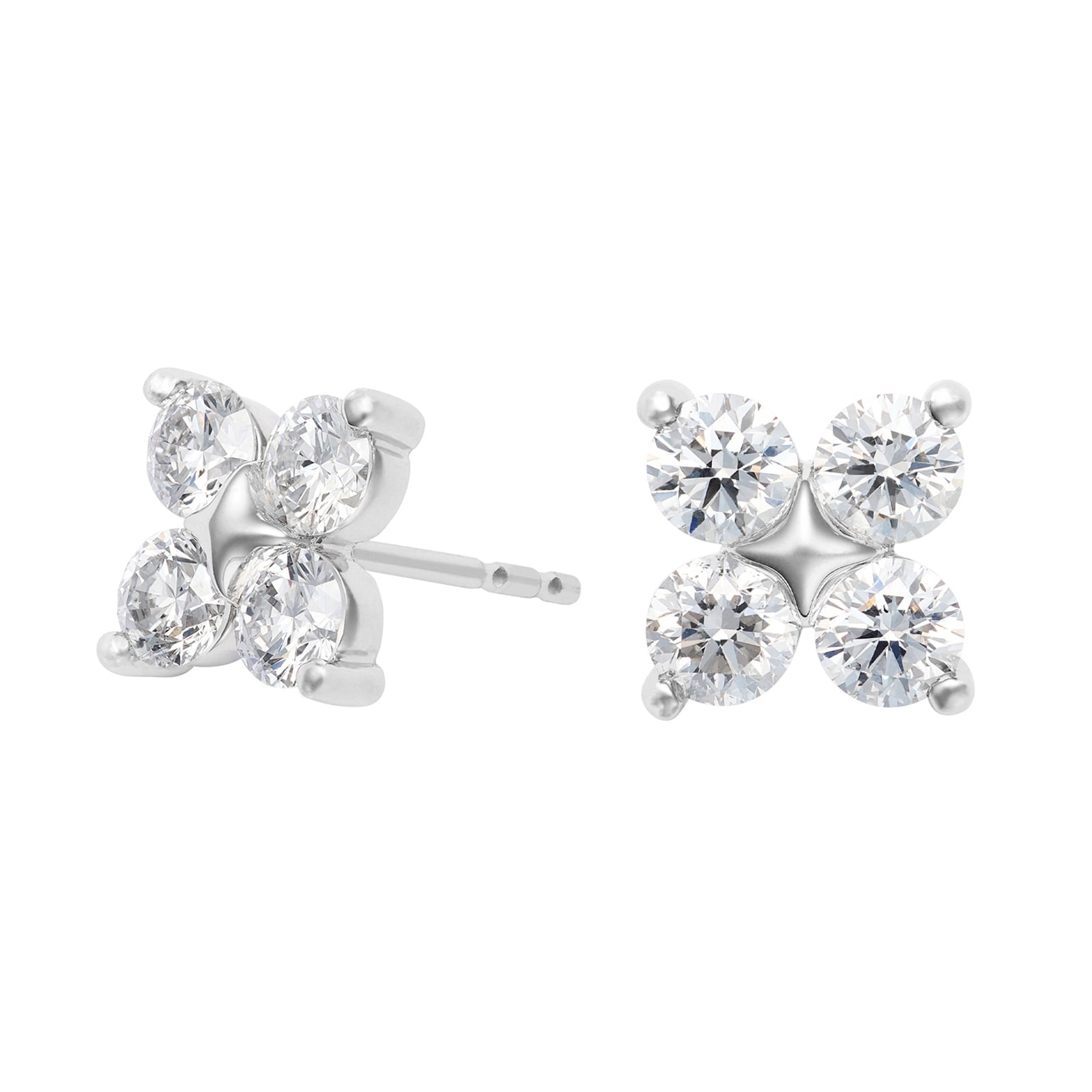 Mayors Platinum 1.00cttw Diamond Flower Motif Stud Earrings