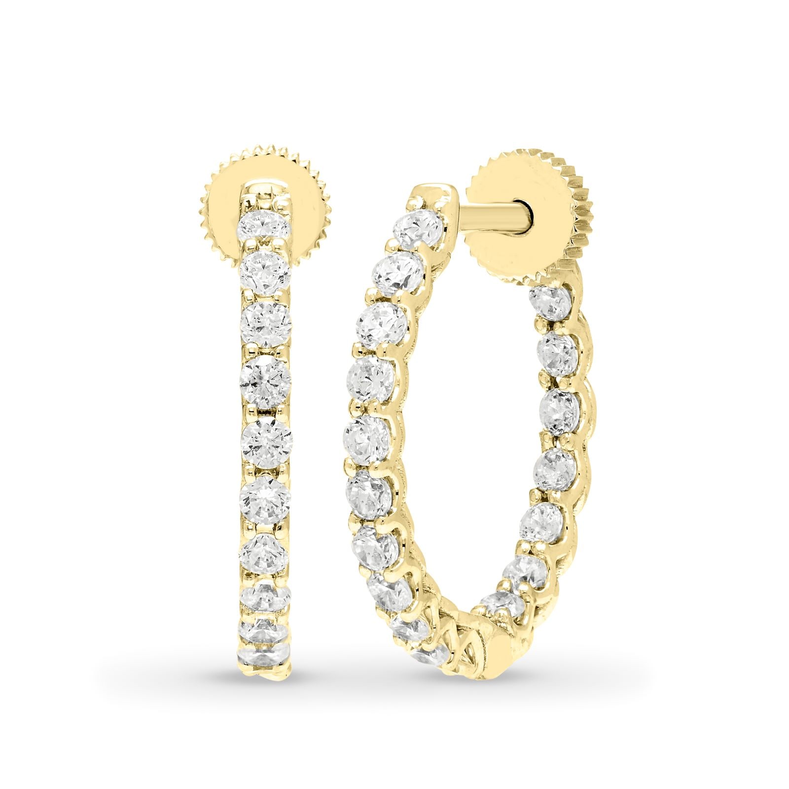 Mayors 18K Yellow Gold 2.00cttw Diamond Round Hoop Earrings