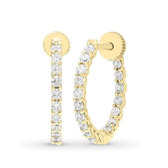 Mayors 18K Yellow Gold 2.00cttw Diamond Round Hoop Earrings