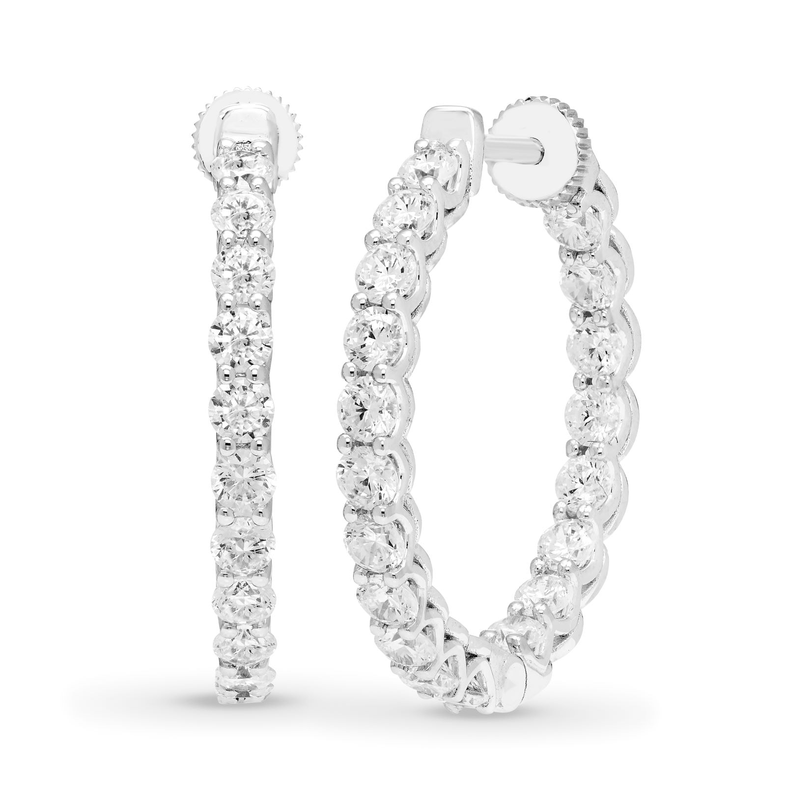 Mayors 18K White Gold 2.50cttw Diamond Round Hoop Earrings