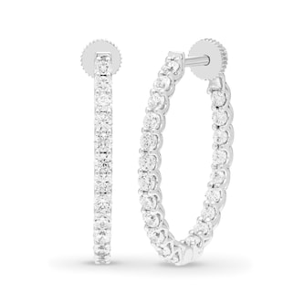 Mayors 18K White Gold 1.50cttw Diamond Oval Hoop Earrings