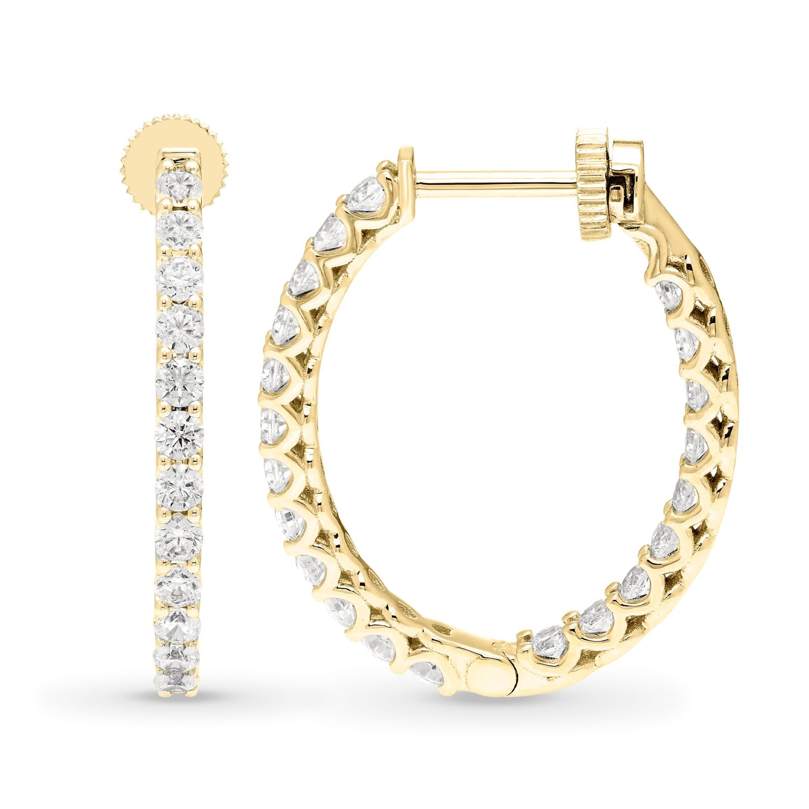18K Yellow Gold 1.50cttw Diamond Oval Hoop Earrings