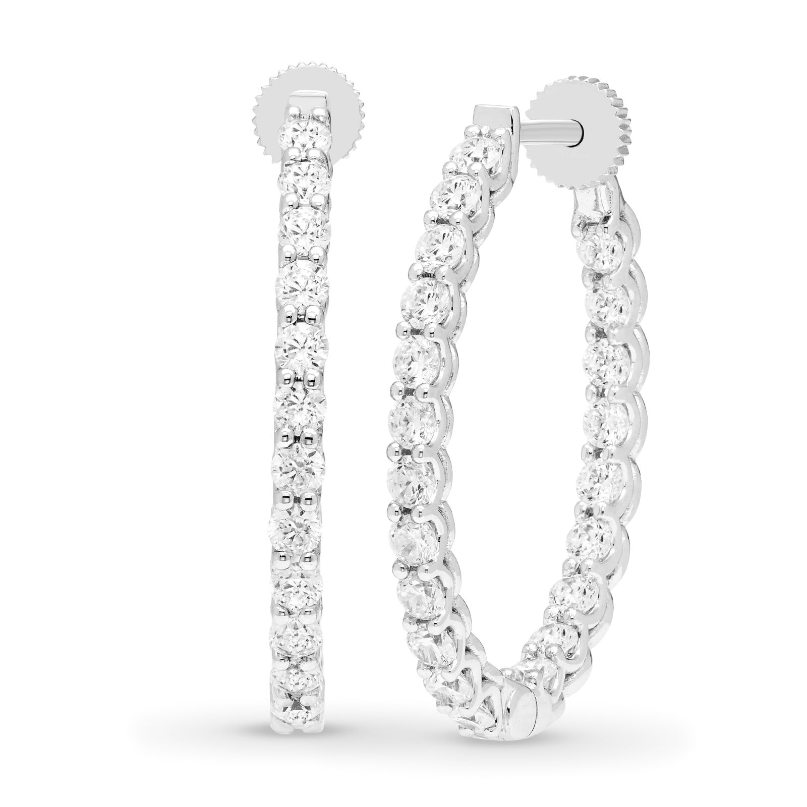 Mayors 18K White Gold 2.00cttw Diamond Oval Hoop Earrings