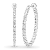 Mayors 18K White Gold 3.00cttw Diamond Oval Hoop Earrings