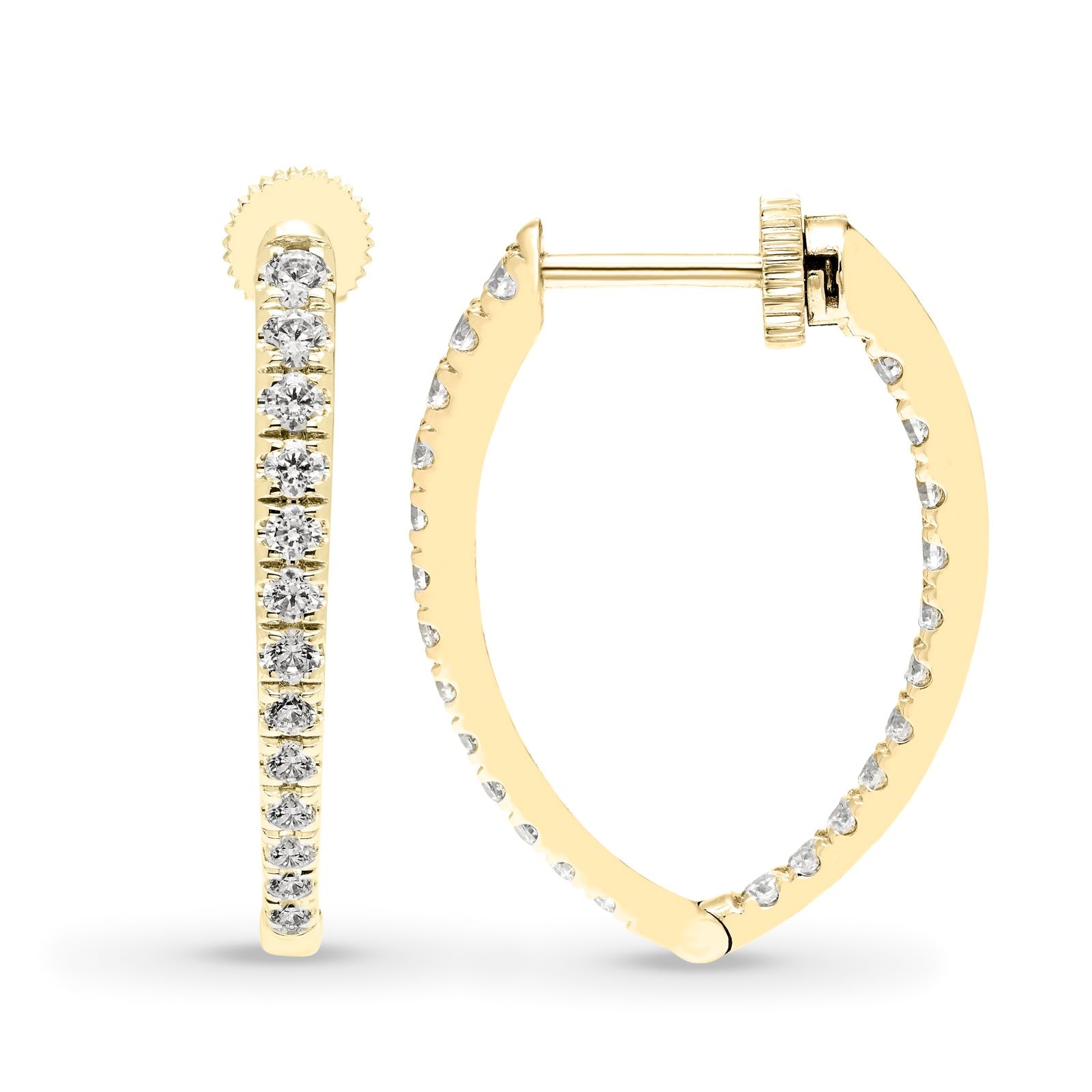 Mayors 18K Yellow Gold 0.75cttw Diamond V Shape Hoop Earrings