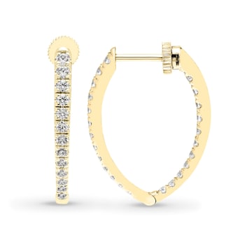 Mayors 18K Yellow Gold 0.75cttw Diamond V Shape Hoop Earrings