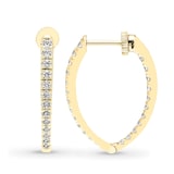 Mayors 18K Yellow Gold 0.75cttw Diamond V Shape Hoop Earrings