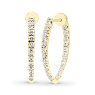 Mayors 18K Yellow Gold 1.00cttw Diamond V Shape Hoop Earrings