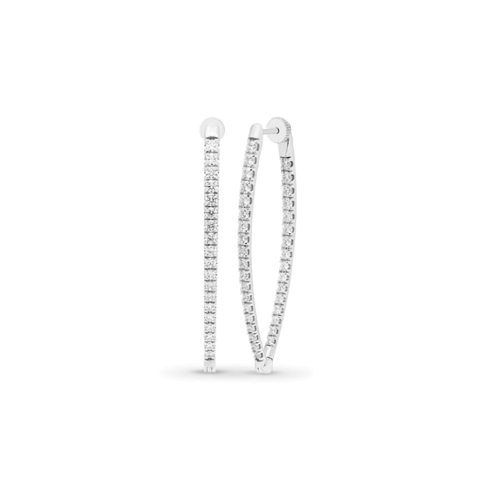 Mayors 18K White Gold 1.50cttw Diamond V Shape Hoop Earrings