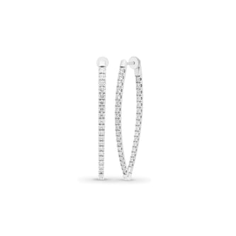 Mayors 18K White Gold 1.50cttw Diamond V Shape Hoop Earrings