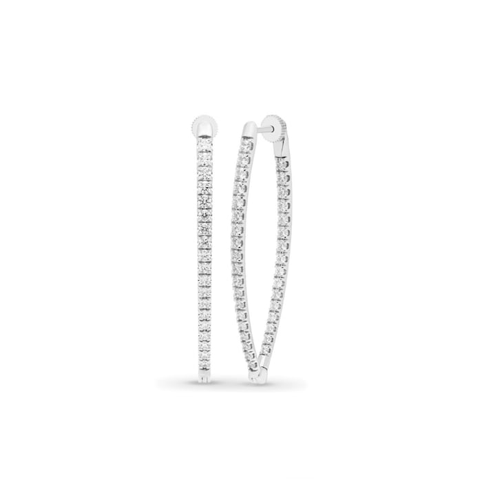 Mayors 18K White Gold 3.00cttw Diamond V Shape Hoop Earrings