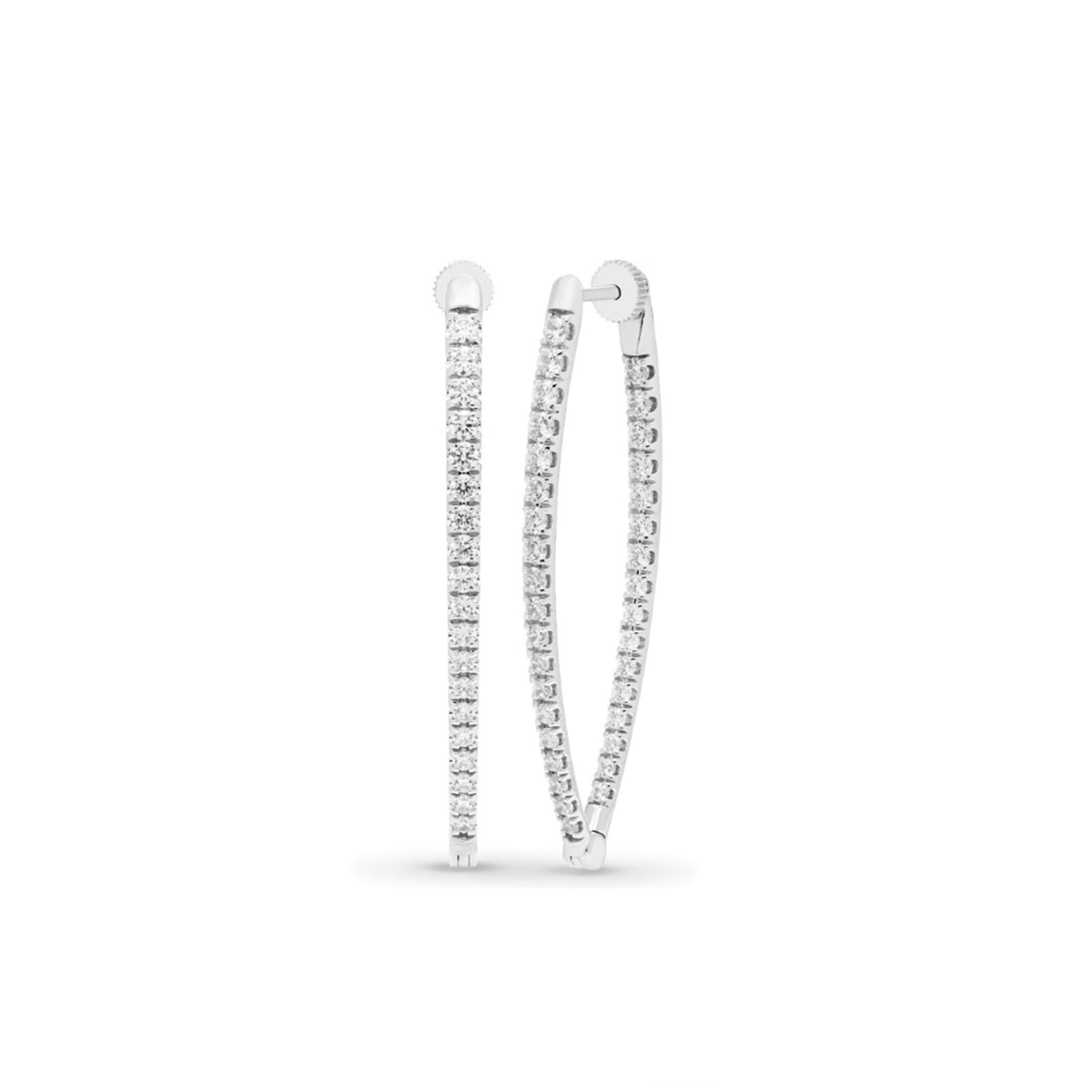 Mayors 18K White Gold 3.00cttw Diamond V Shape Hoop Earrings