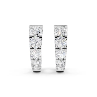 Mayors 18K White Gold 0.95ctw Diamond Graduated Huggie Earrings