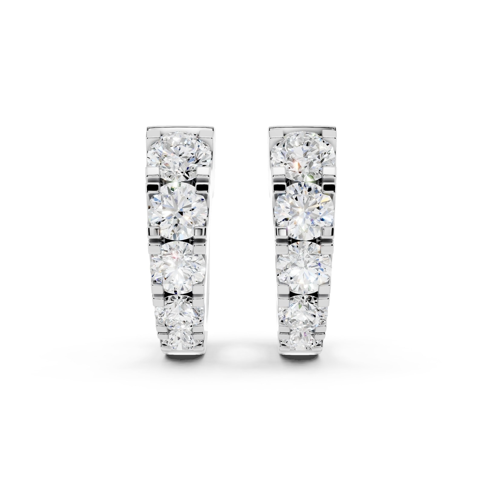 Mayors 18K White Gold 0.95ctw Diamond Graduated Huggie Earrings