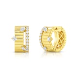 18K Yellow Gold 0.71cttw Mixed Cut Diamond Huggie Earrings