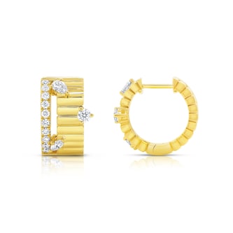  18K Yellow Gold 0.71cttw Mixed Cut Diamond Huggie Earrings