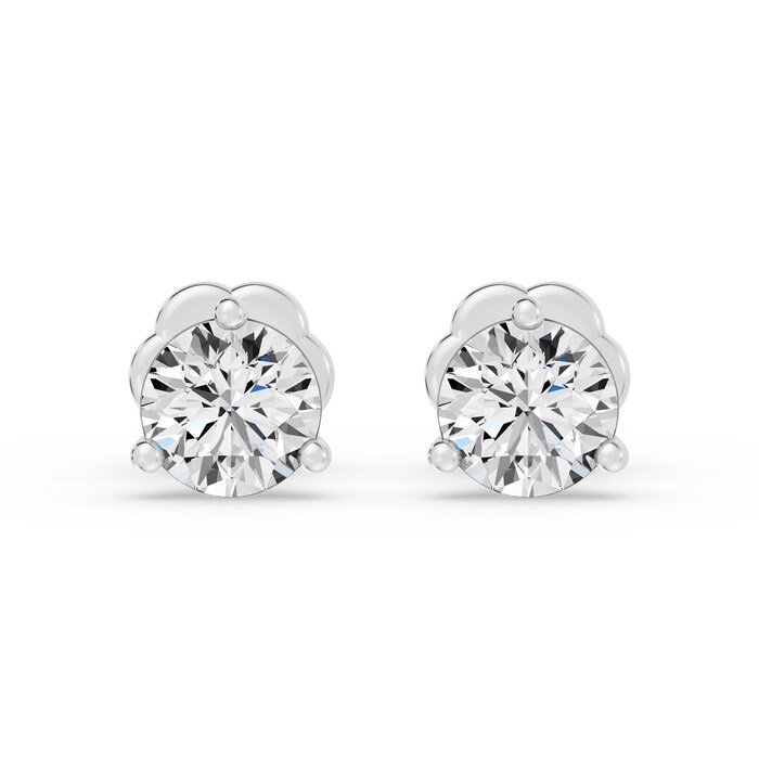 18K White Gold 3 Prong 0.50cttw Diamond Stud Earrings