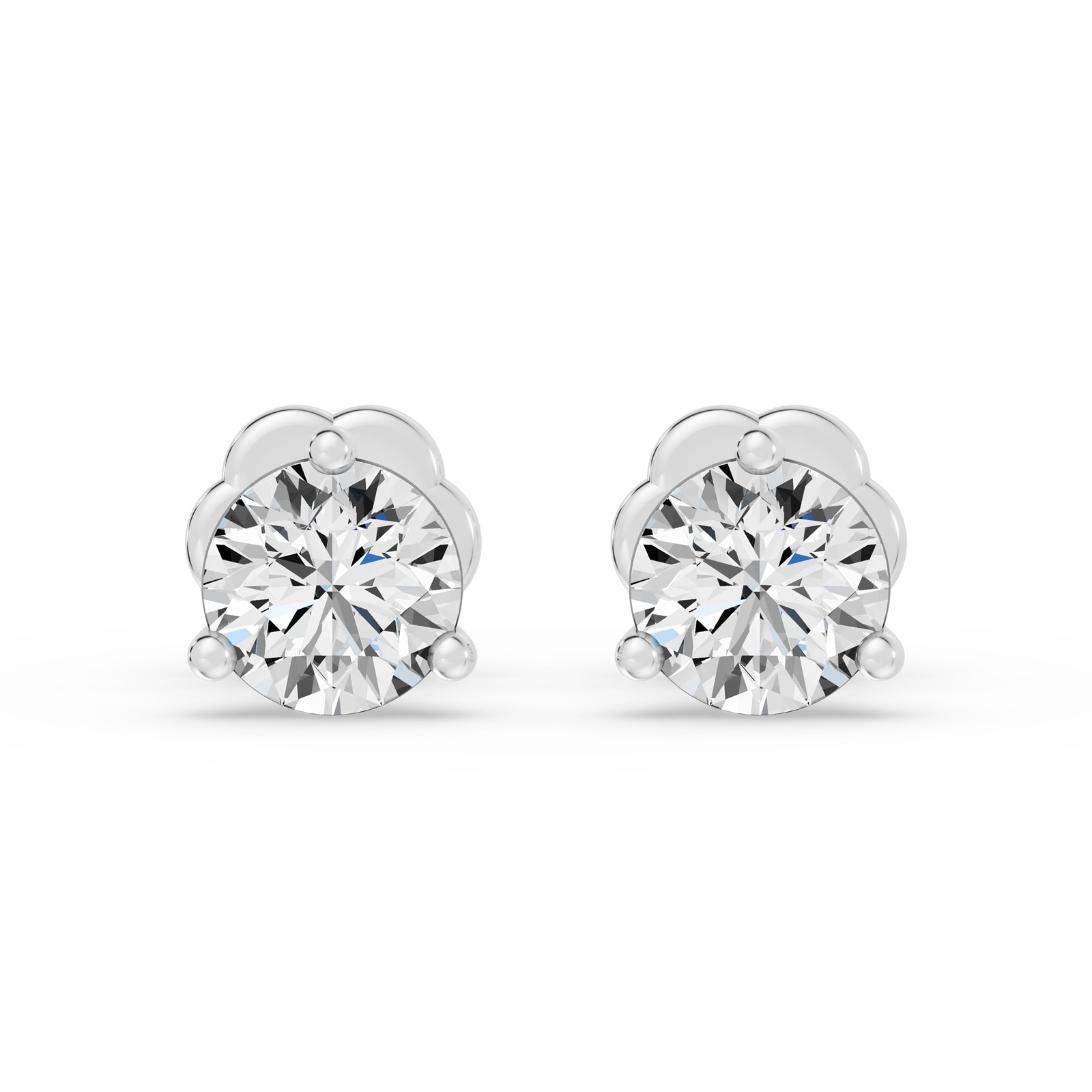 18K White Gold 3 Prong 0.50cttw Diamond Stud Earrings