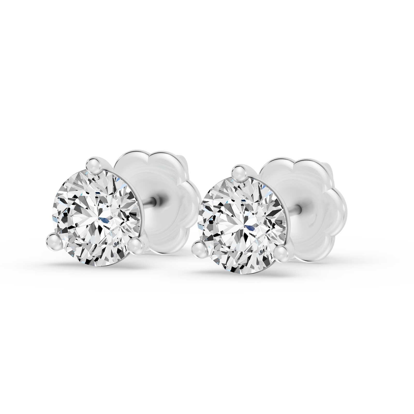 18K White Gold 3 Prong 0.50cttw Diamond Stud Earrings