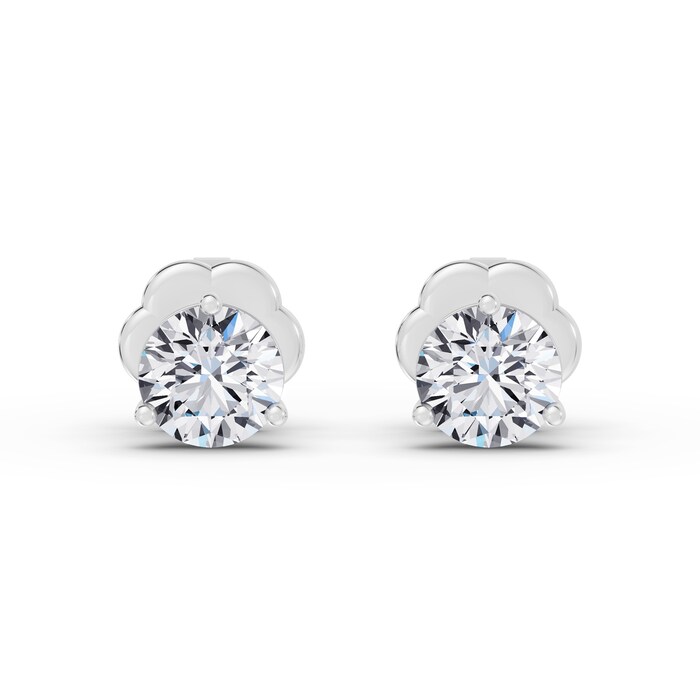 18K White Gold 3 Prong 0.75cttw Diamond Stud Earrings
