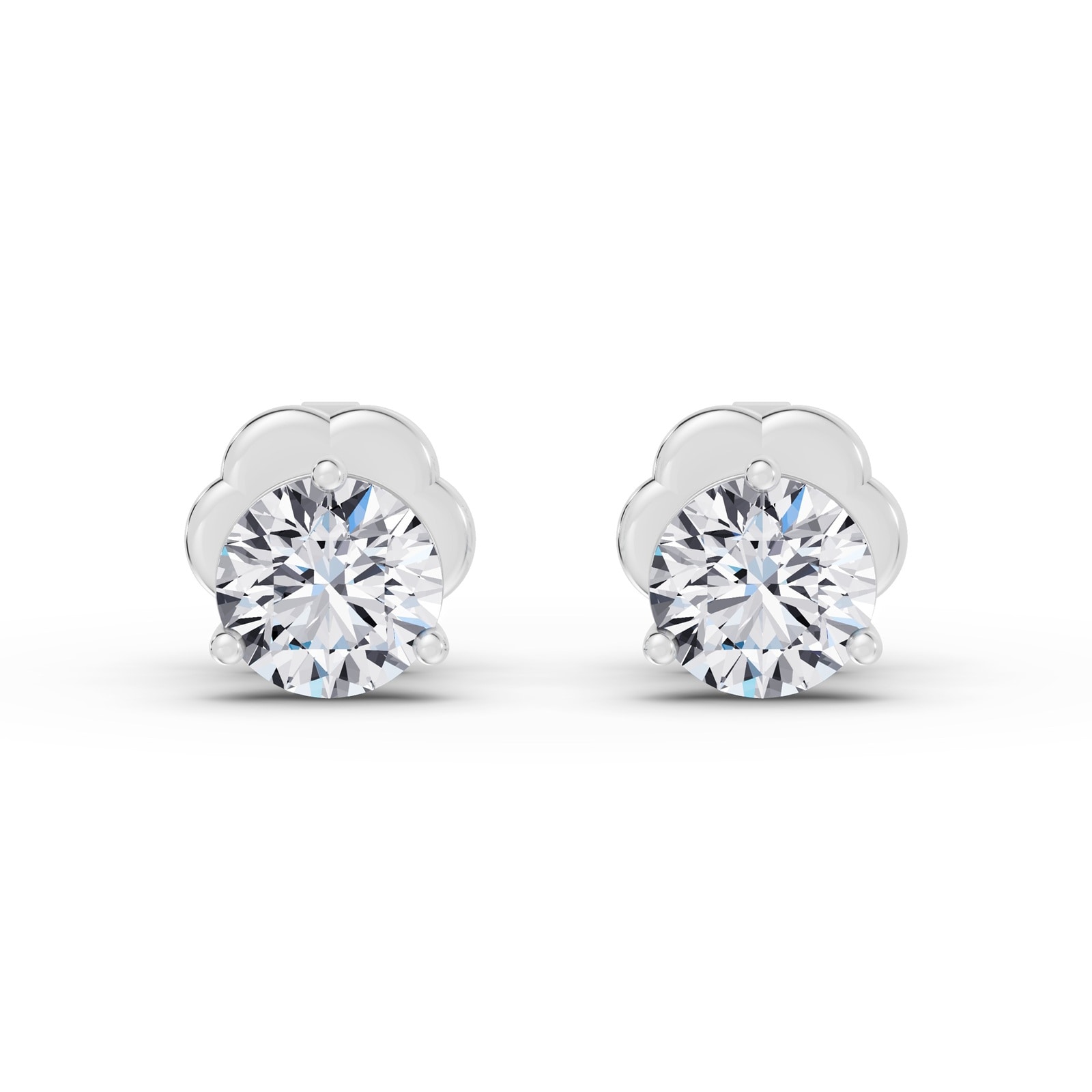 18K White Gold 3 Prong 0.75cttw Diamond Stud Earrings