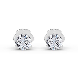  18K White Gold 3 Prong 0.75cttw Diamond Stud Earrings