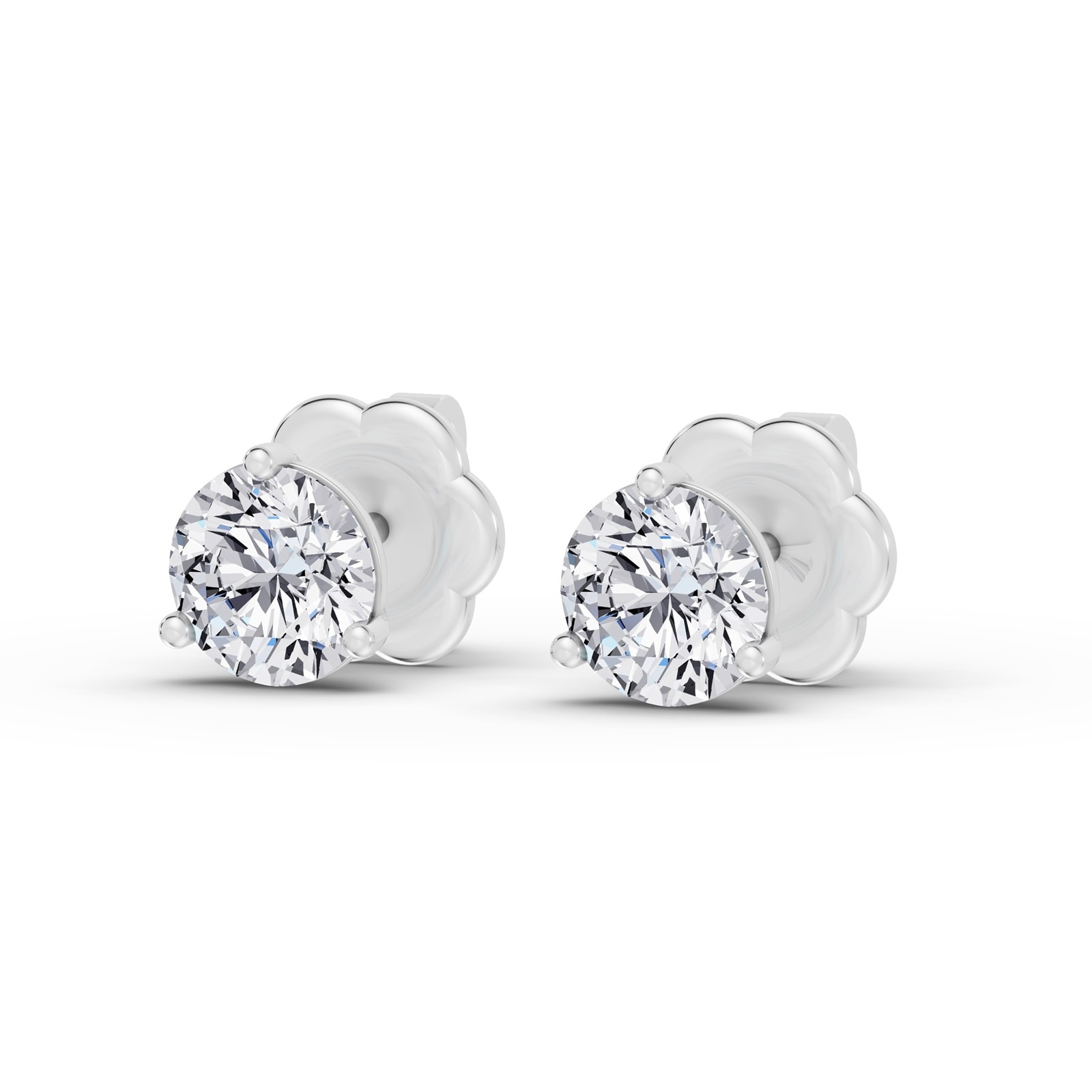 18K White Gold 3 Prong 0.75cttw Diamond Stud Earrings