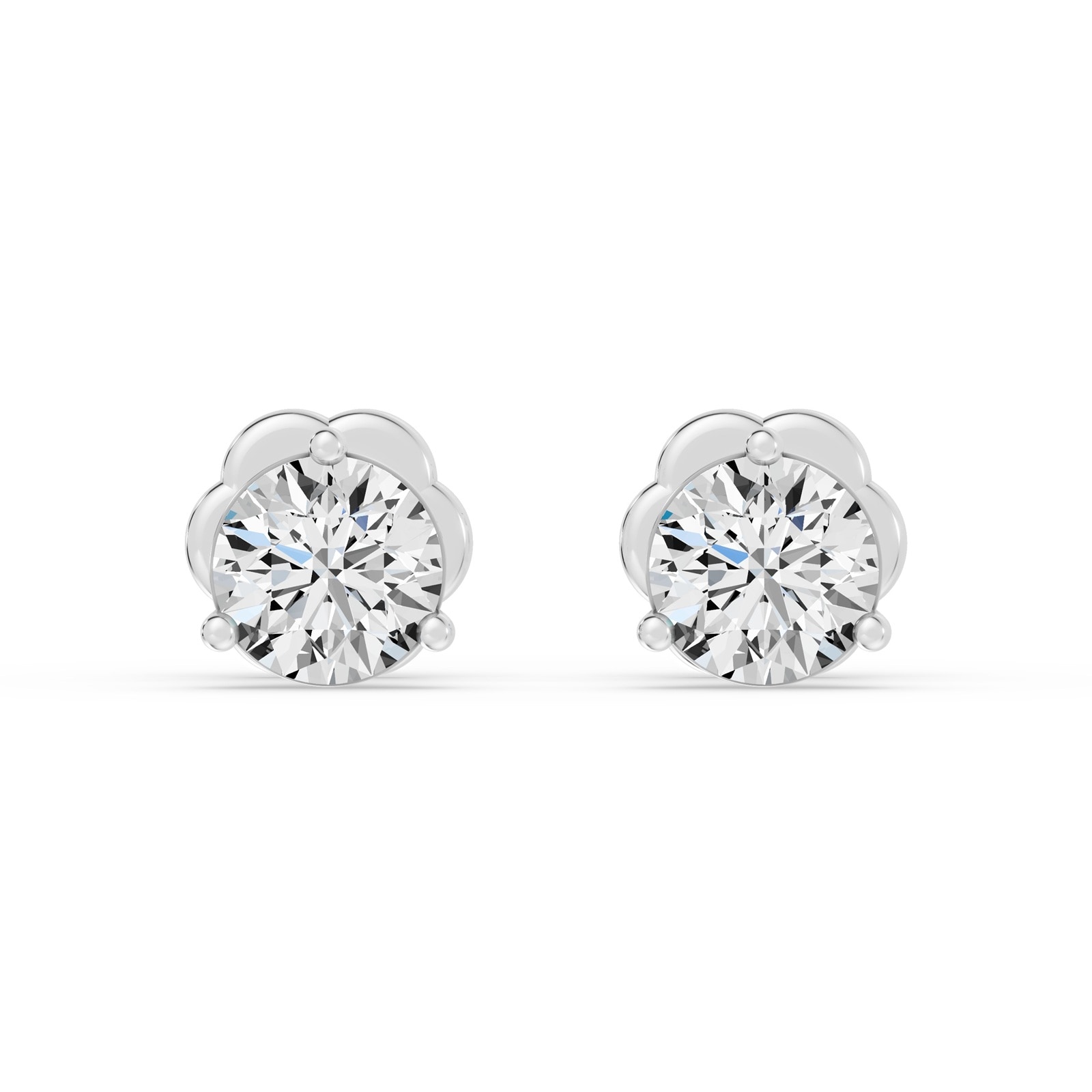 18K White Gold 3 Prong 1.00cttw Diamond Stud Earrings