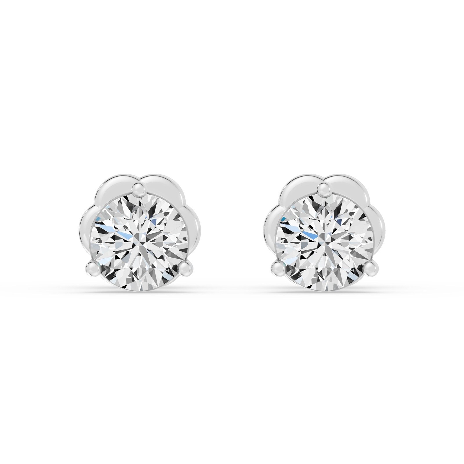 18K White Gold 3 Prong 1.00cttw Diamond Stud Earrings