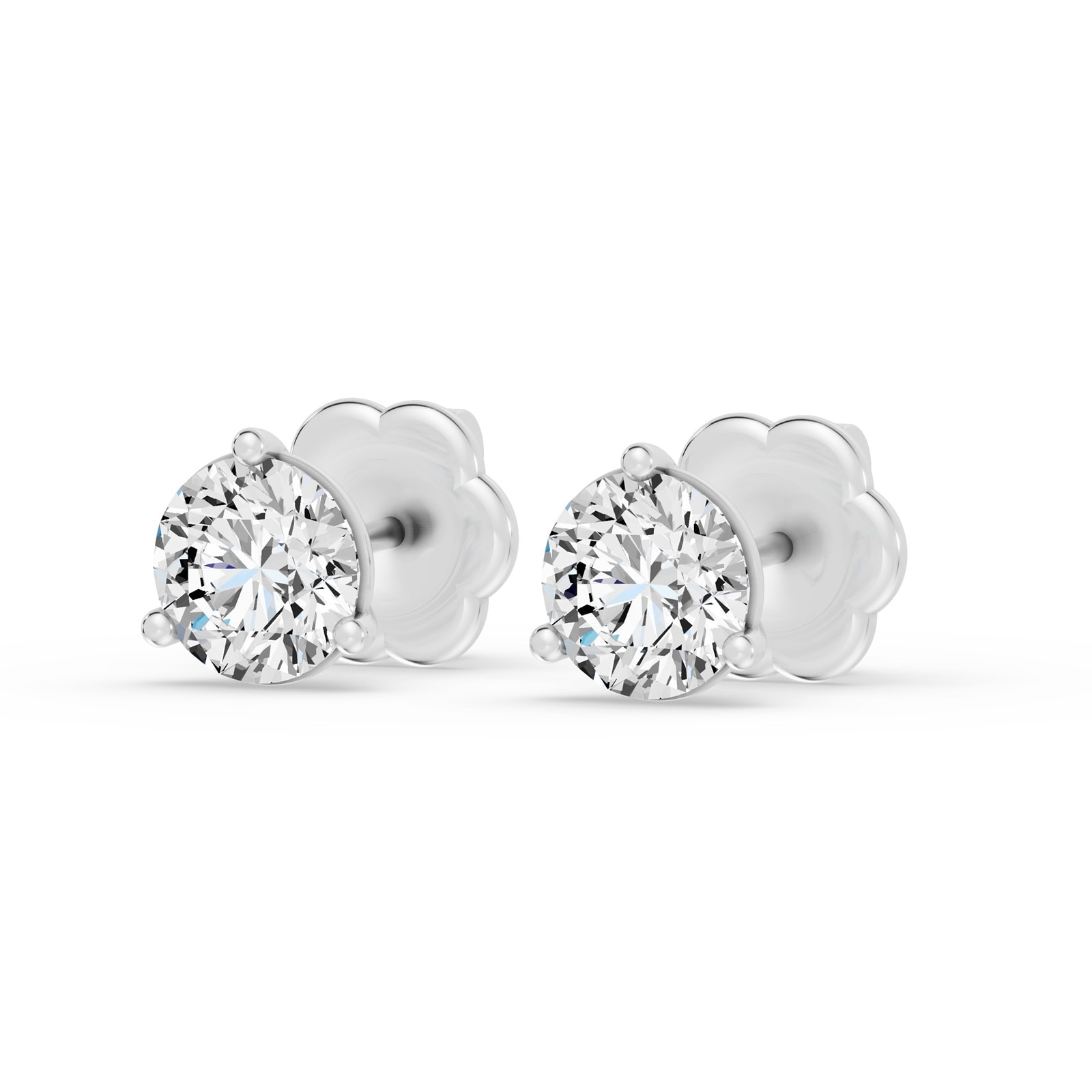 18K White Gold 3 Prong 1.00cttw Diamond Stud Earrings