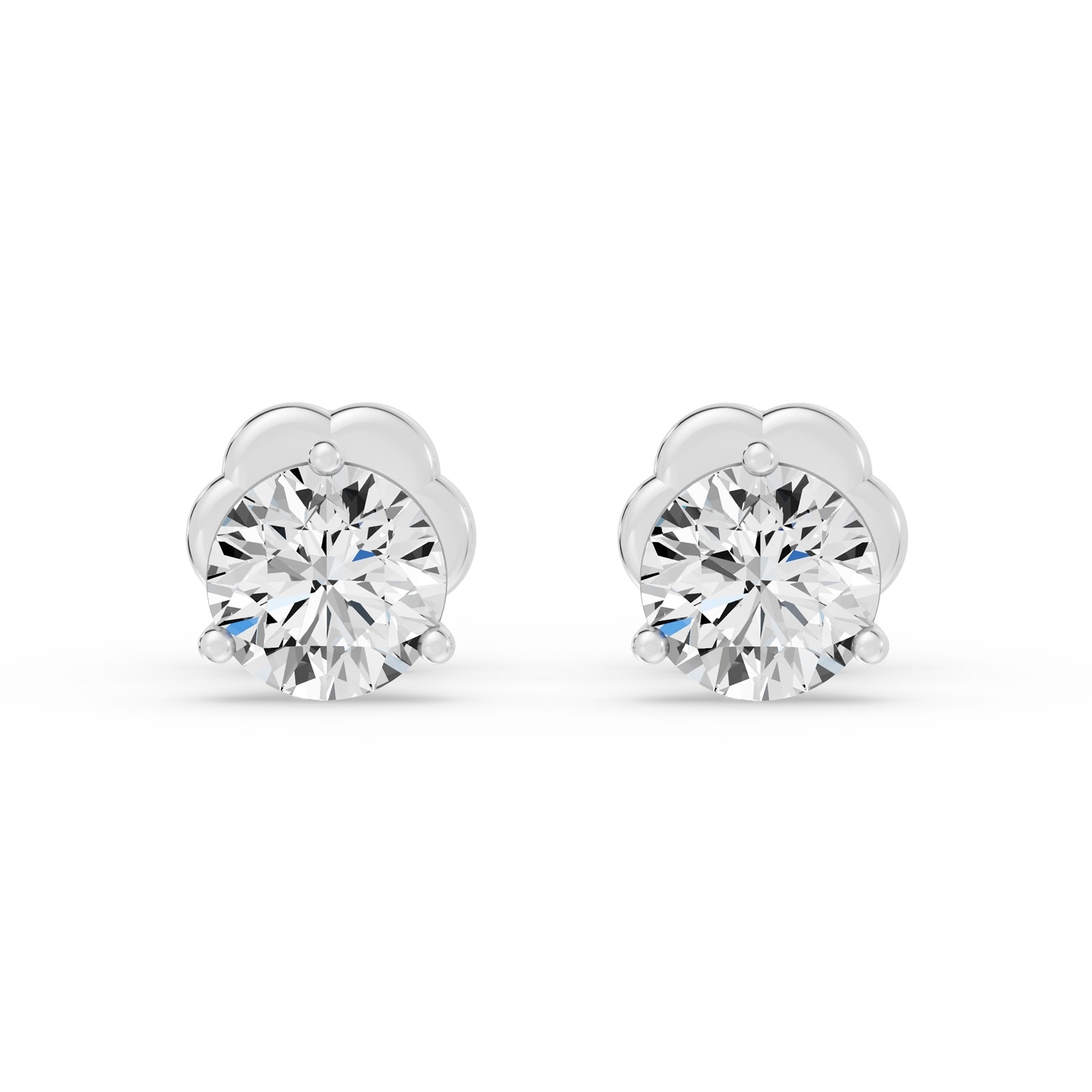 18K White Gold 3 Prong 1.50cttw Diamond Stud Earrings